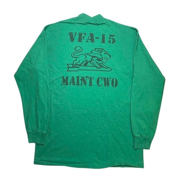 Vintage Air Force military squadron crew mock neck shirt LARGE - Picture 3 of 5